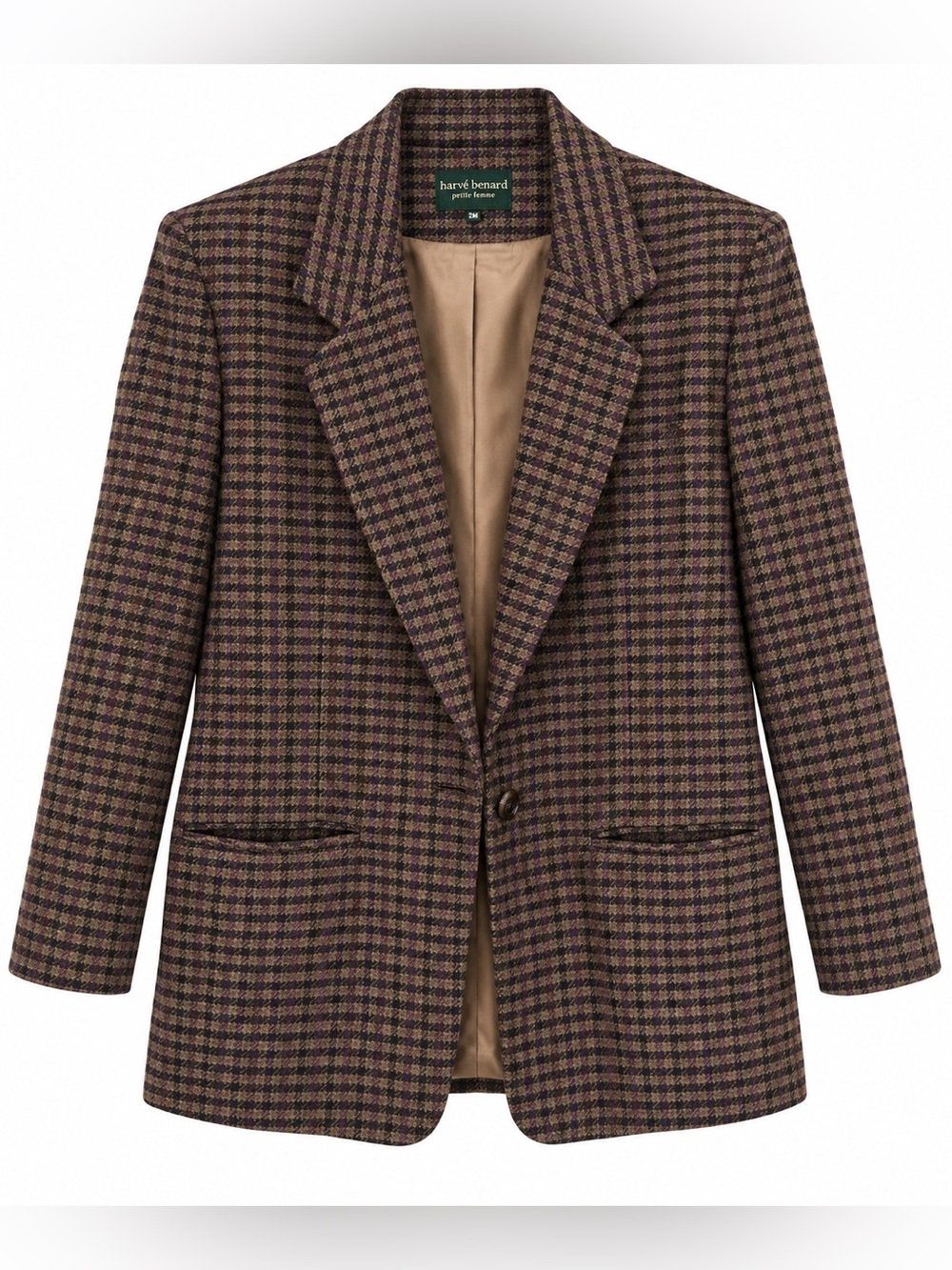 Harve Benard Pure Wool Plaid Blazer Purple Brown Plus Size 22W